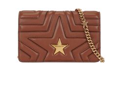 Star Crossbody Small Bag, Faux Leather, Brown, 529306, B